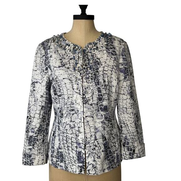 Chico’s Python Print Beaded Amina Jacket Size 1 - Picture 5 of 5